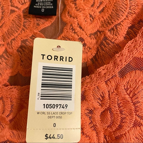 Torrid coral lace crop top size large semi sheer mesh - Picture 5 of 6